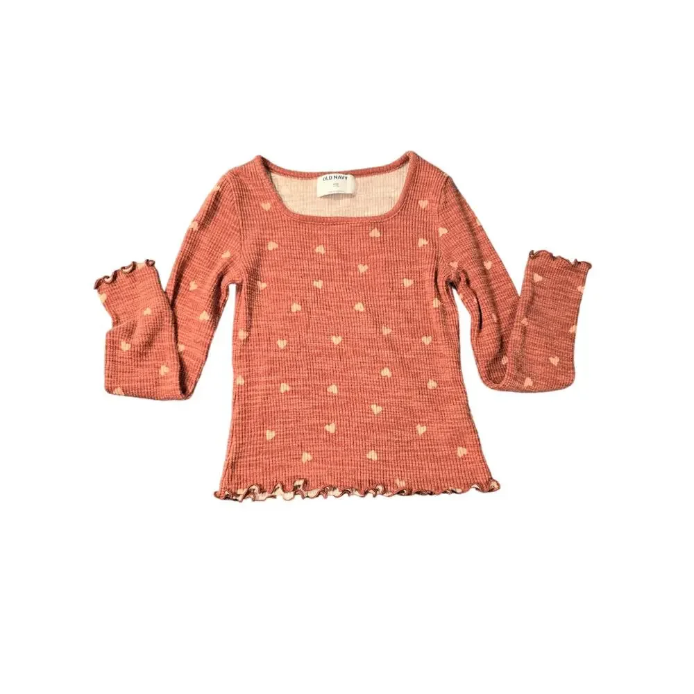 Pink Heart Long Sleeve Shirt Size M ( 8 )